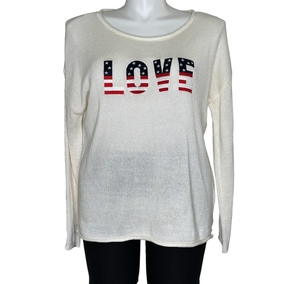 Marled patriotic LOVE sweater NWT XL - Picture 3 of 6